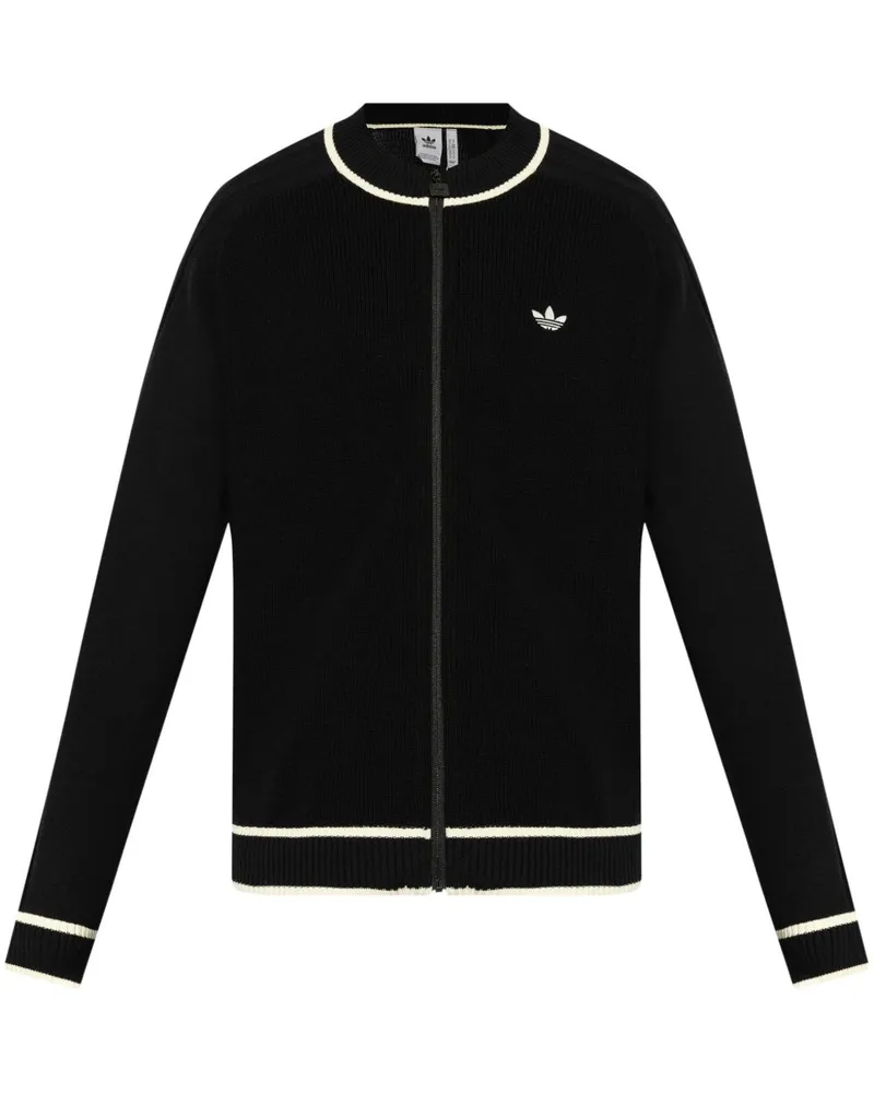 adidas Cardigan mit Logo-Stickerei - Schwarz Schwarz