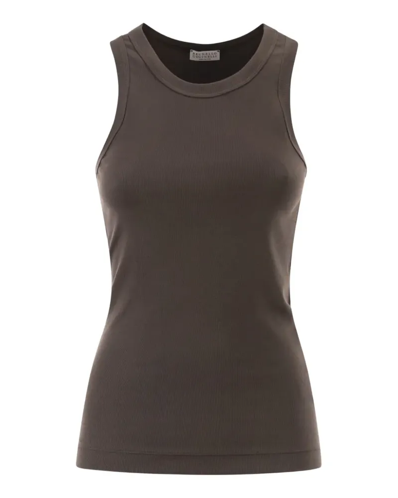 Brunello Cucinelli Geripptes Oberteil mit Cut-Out - Braun Braun