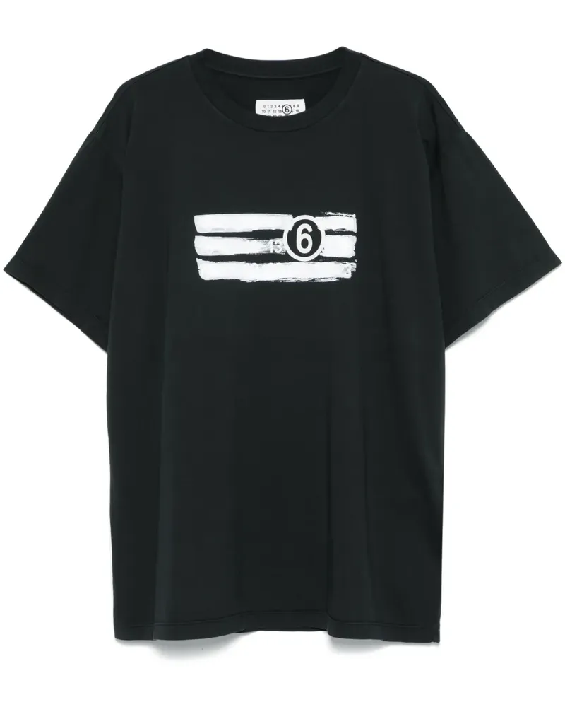Maison Margiela T-Shirt mit Nummern-Print - Schwarz Schwarz