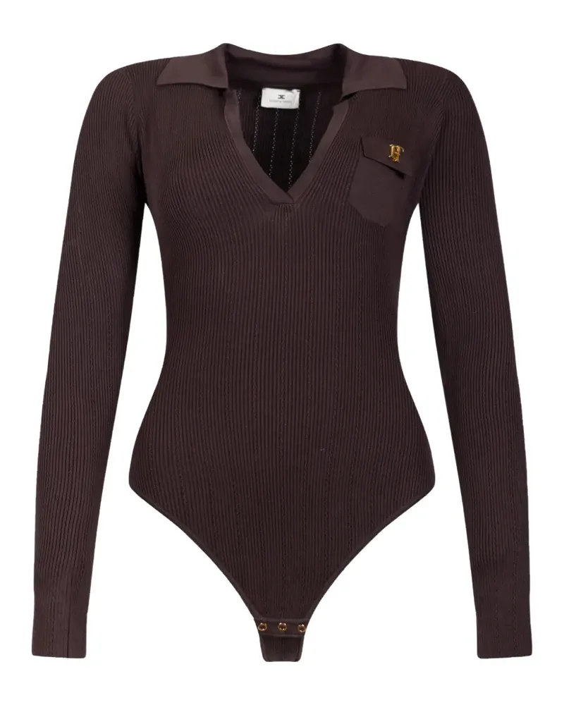 Elisabetta Franchi knit bodysuit with openwork embroideries - Braun Braun