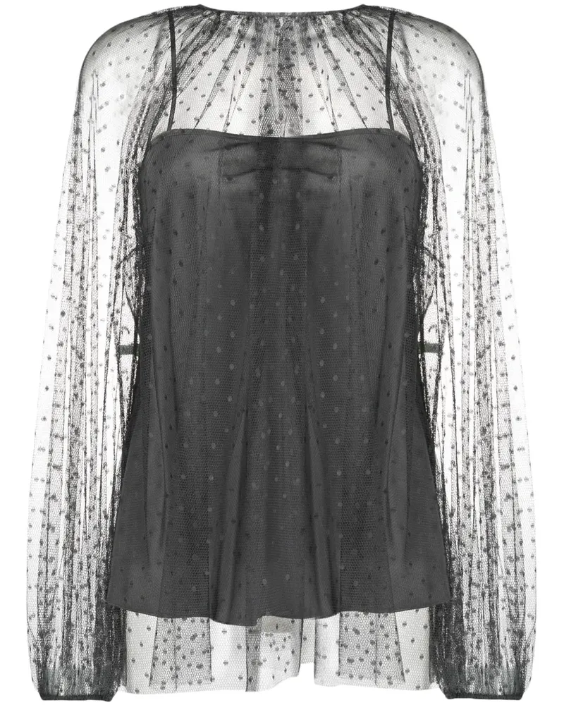RED Valentino Bluse mit Polka Dots - Grau Grau