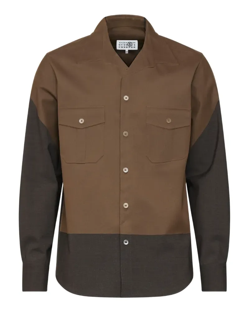 Maison Margiela Zweifarbiges Button-down-Hemd - Braun Braun