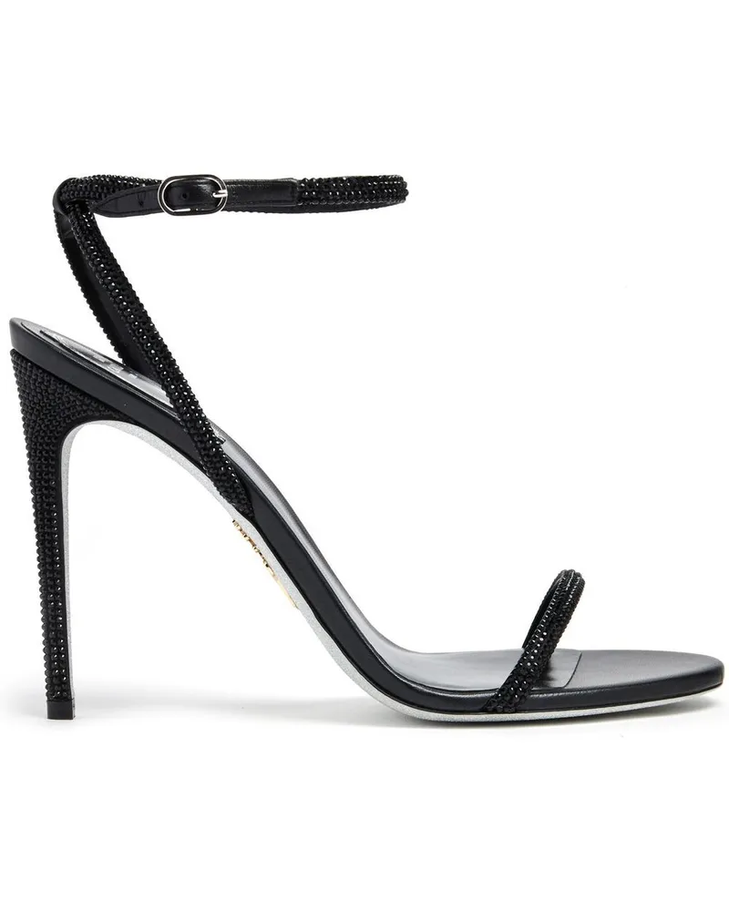 René Caovilla Sandalen mit Strass - Schwarz Schwarz