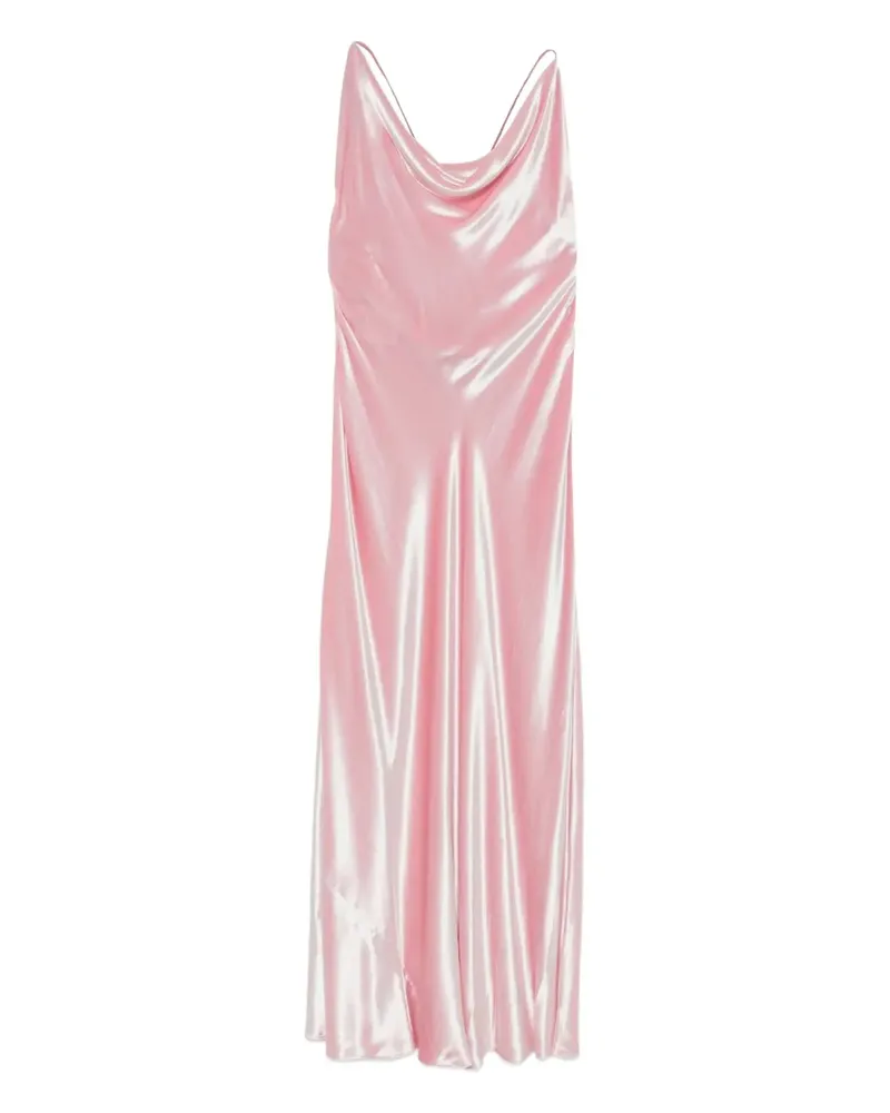 Alberta Ferretti Maxikleid mit Wasserfallkragen - Rosa Rosa