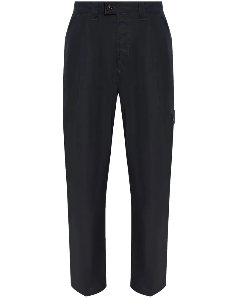 Stone Island Gerade Hose mit Logo-Patch - Schwarz Schwarz