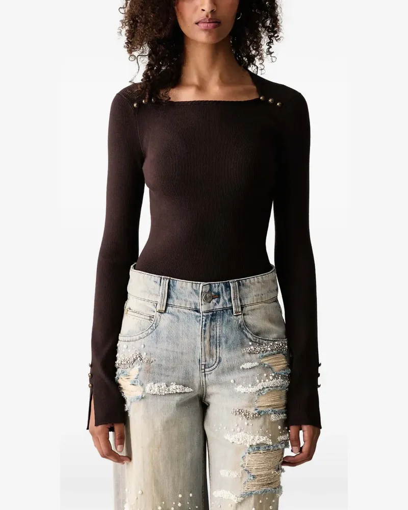 Miss Sixty button-detail square-neck sweater - Braun Braun
