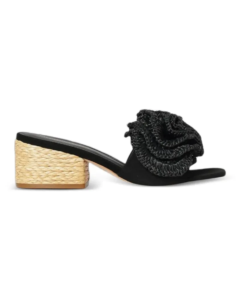Paloma Barceló raffia-flower suede sandals - Schwarz Schwarz