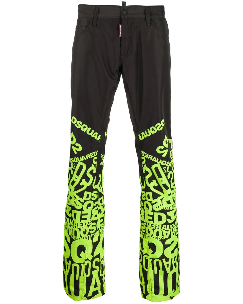 Dsquared2 Weite Hose mit Logo-Print - Schwarz Schwarz