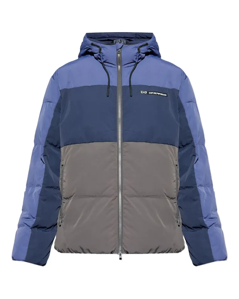 EA7 Kapuzenjacke in Colour-Block-Optik - Blau Blau