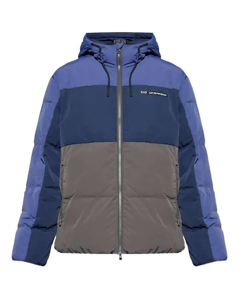 EA7 hooded colour-block jacket - Blau Blau