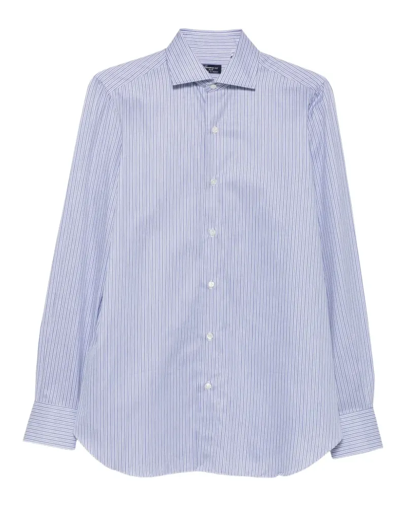 Finamore 1925 Hemd mit Längsstreifen - Blau Blau