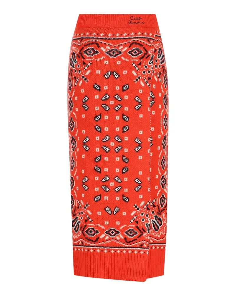 Giada Benincasa bandana-print knitted midi skirt - Rot Rot