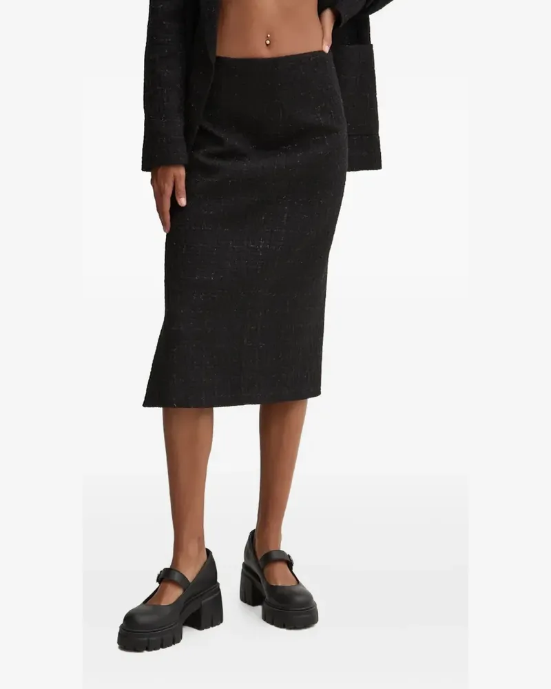 HUGO BOSS Midirock mit Logo-Applikation - Schwarz Schwarz