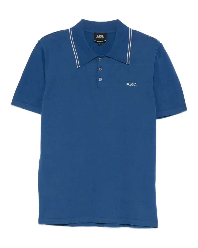 A.P.C. logo-embroidered polo shirt - Blau Blau