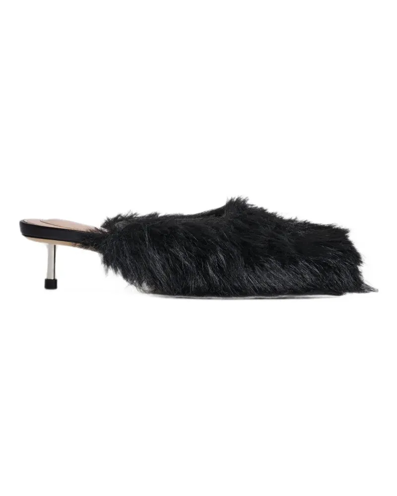 Simone Rocha stiletto faux-fur mules - Schwarz Schwarz