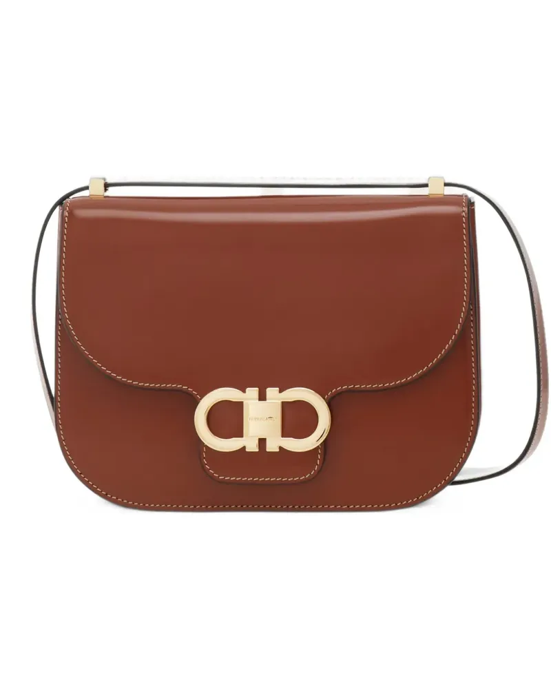 Ferragamo Double Gancini Umhängetasche - Braun Braun