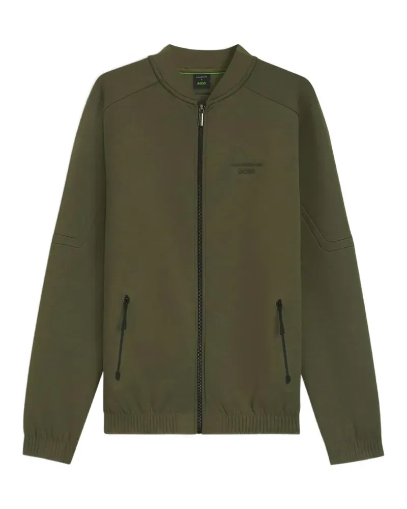 HUGO BOSS logo-embroidered zip-up jacket - Grün Grün