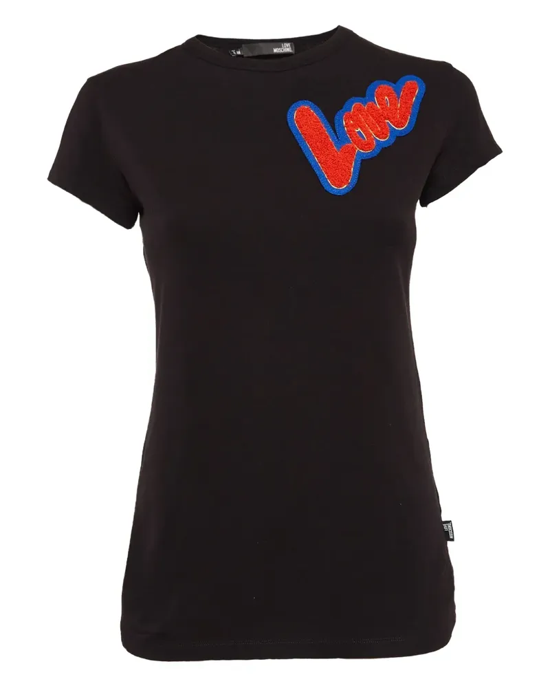 Moschino T-Shirt mit Logo-Stickerei - Schwarz Schwarz