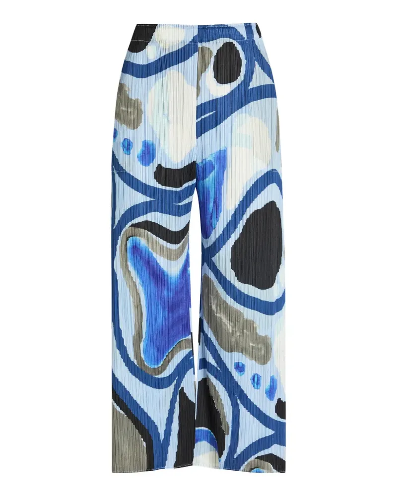 Issey Miyake Cropped-Hose mit abstraktem Print - Blau Blau