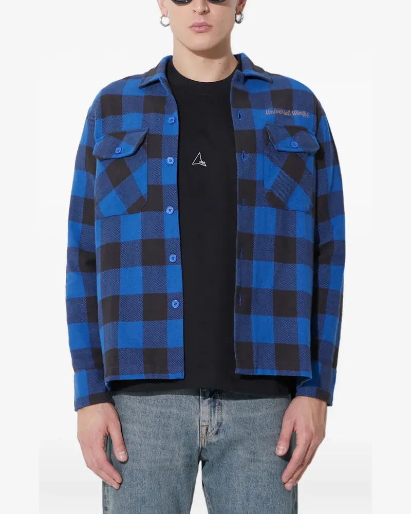 Universal Works checked long-sleeve shirt - Blau Blau