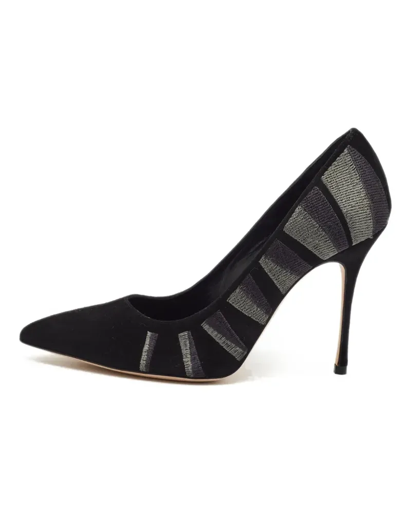 Manolo Blahnik Pumps mit BB-Stickerei - Schwarz Schwarz