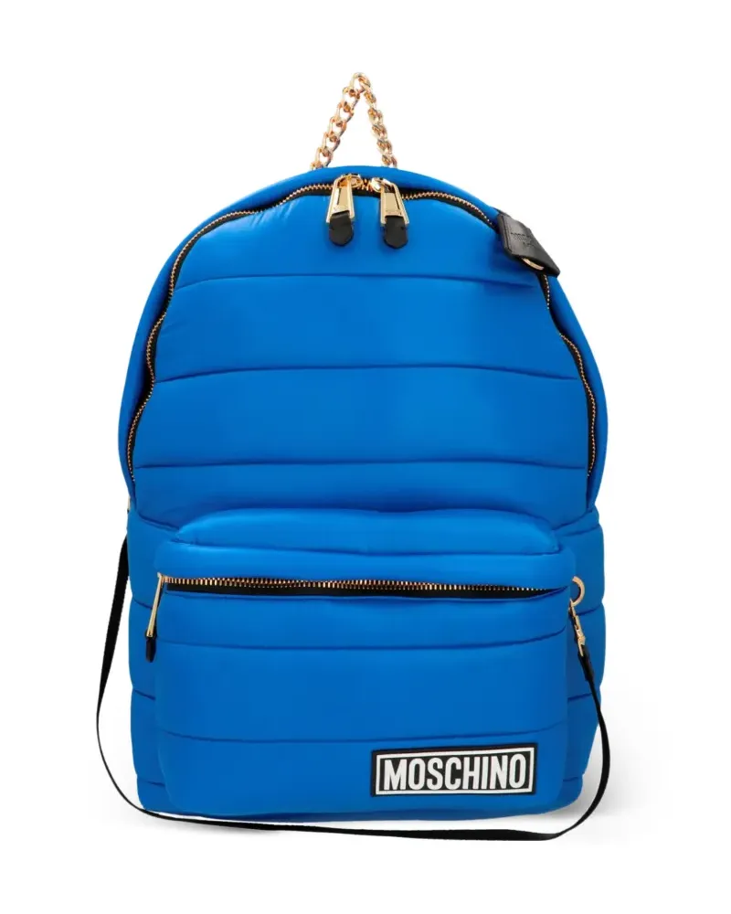 Moschino quilted hooded backpack - Blau Blau