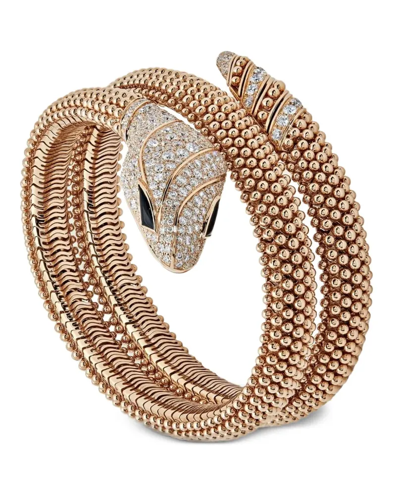 Bulgari 18kt Serpenti Rotgoldarmband mit Diamanten und Onyx - Rosa Rosa