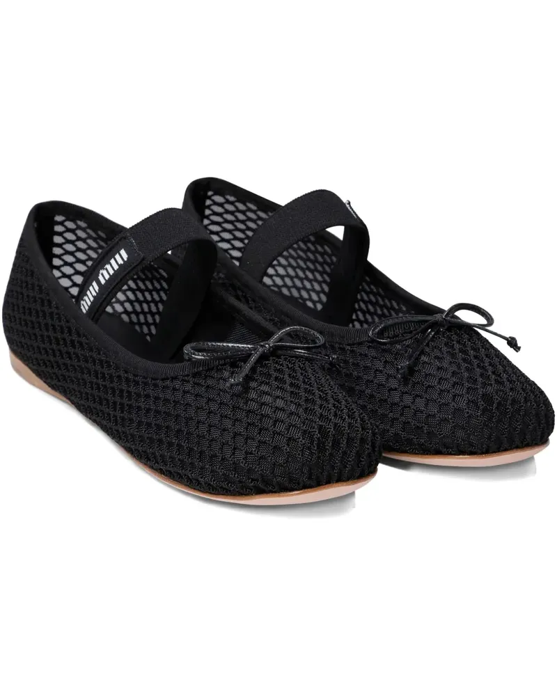 Miu Miu Ballerinas aus Mesh - Schwarz Schwarz