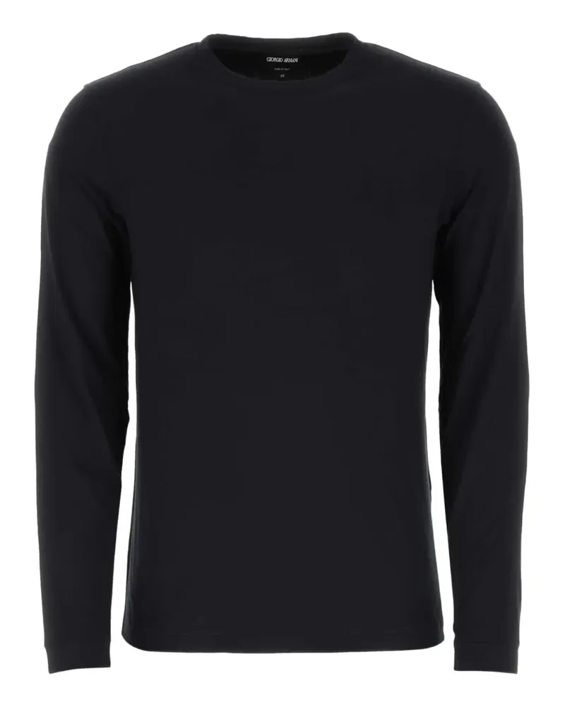 Giorgio Armani Langarmshirt mit Rundhalsausschnitt - Schwarz Schwarz