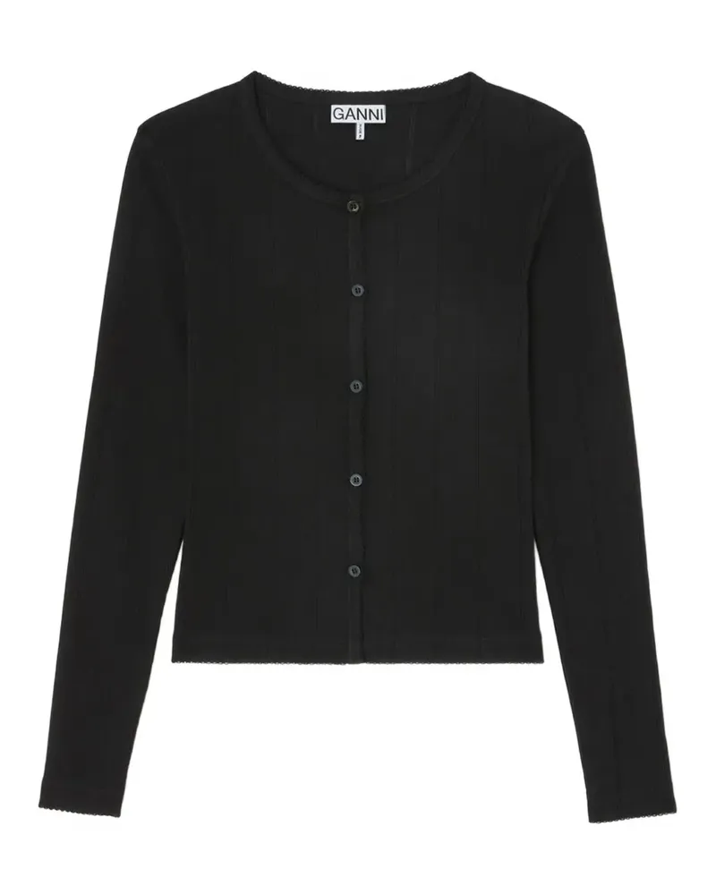 Ganni pointelle-knit cardigan - Schwarz Schwarz