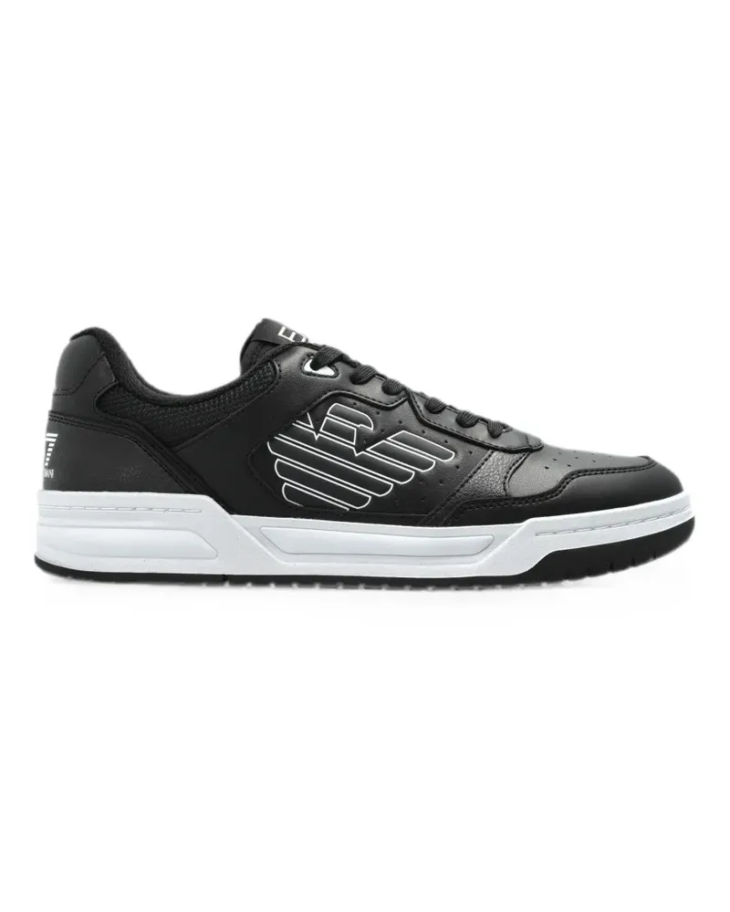 EA7 logo-print panelled sneakers - Schwarz Schwarz