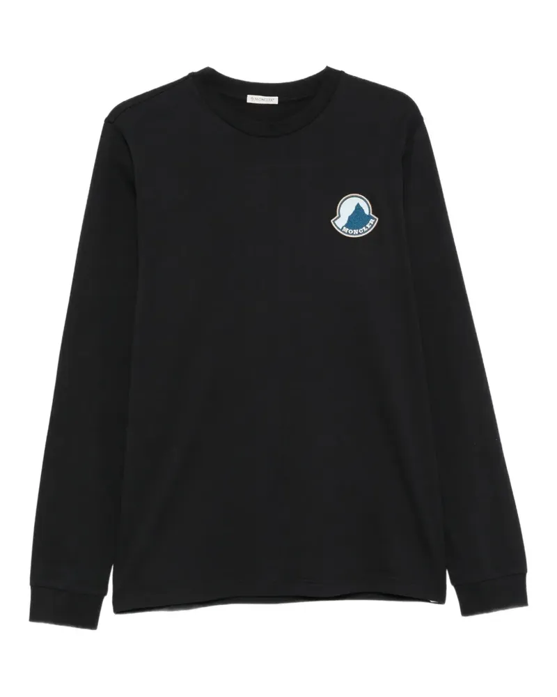 Moncler logo-patch long-sleeve top - Blau Blau
