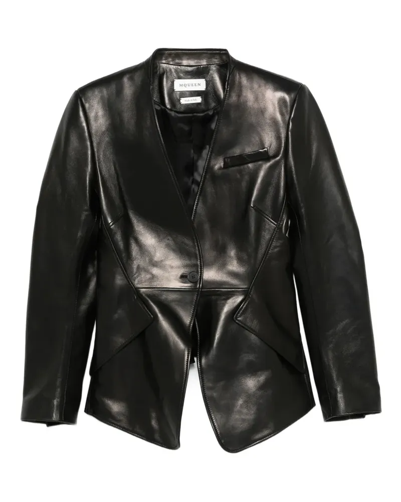 Alexander McQueen Einreihige Lederjacke - Schwarz Schwarz