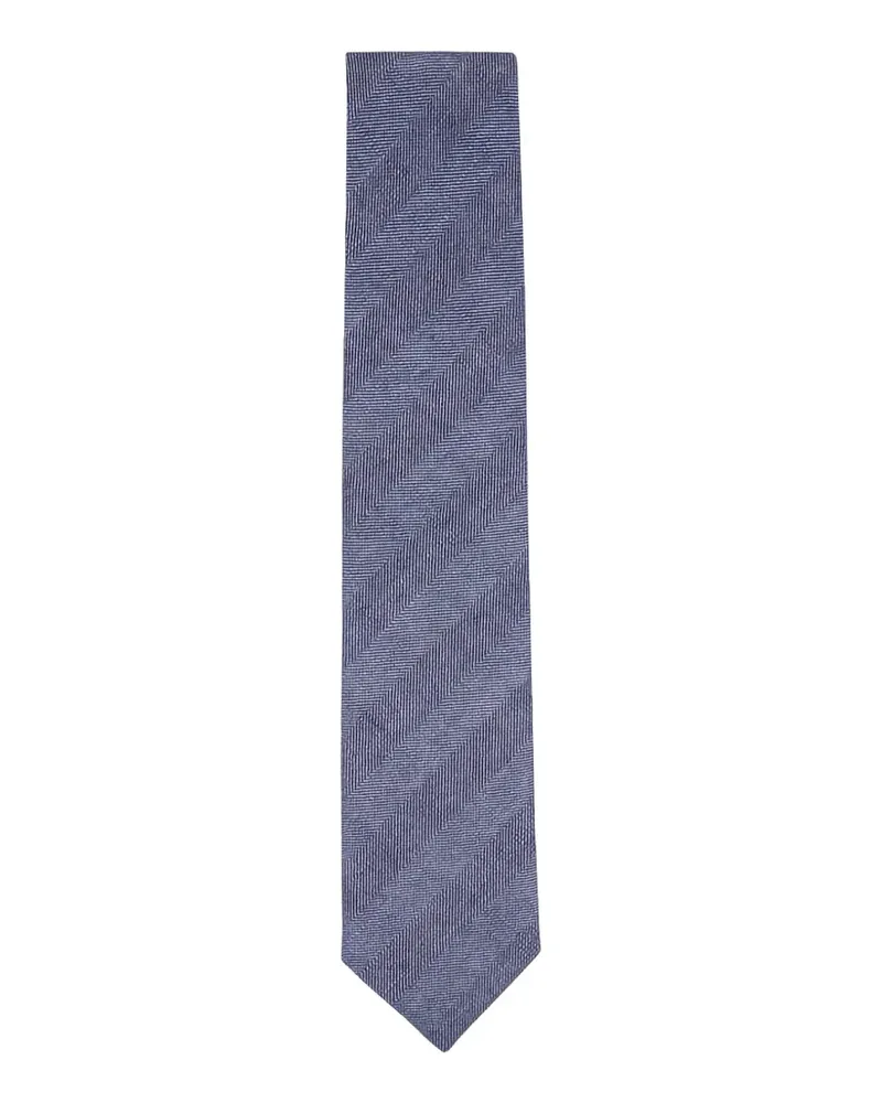 Brioni Seidenkrawatte mit Fischgrätenmuster - Blau Blau