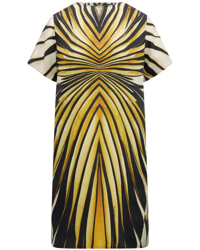 Roberto Cavalli Seidenkleid mit abstraktem Print - Gold Gold