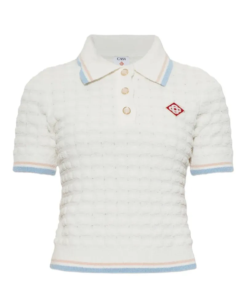 Casablanca Paris Waffelstrick-Poloshirt mit Logo-Patch - Weiß Weiß