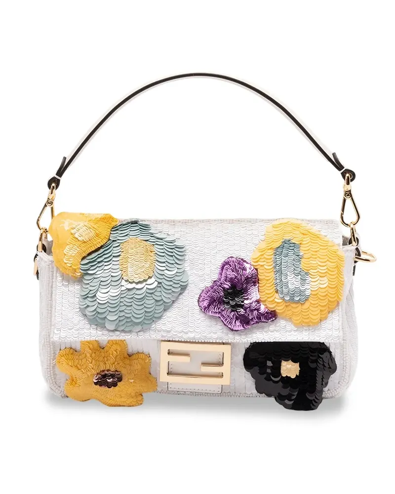 Fendi Baguette Sunny Side Flowers sequin-embellished shoulder bag - Weiß Weiß