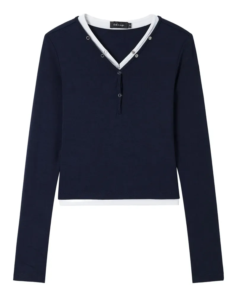 Tout a Coup Langarmshirt mit V-Ausschnitt - Blau Blau