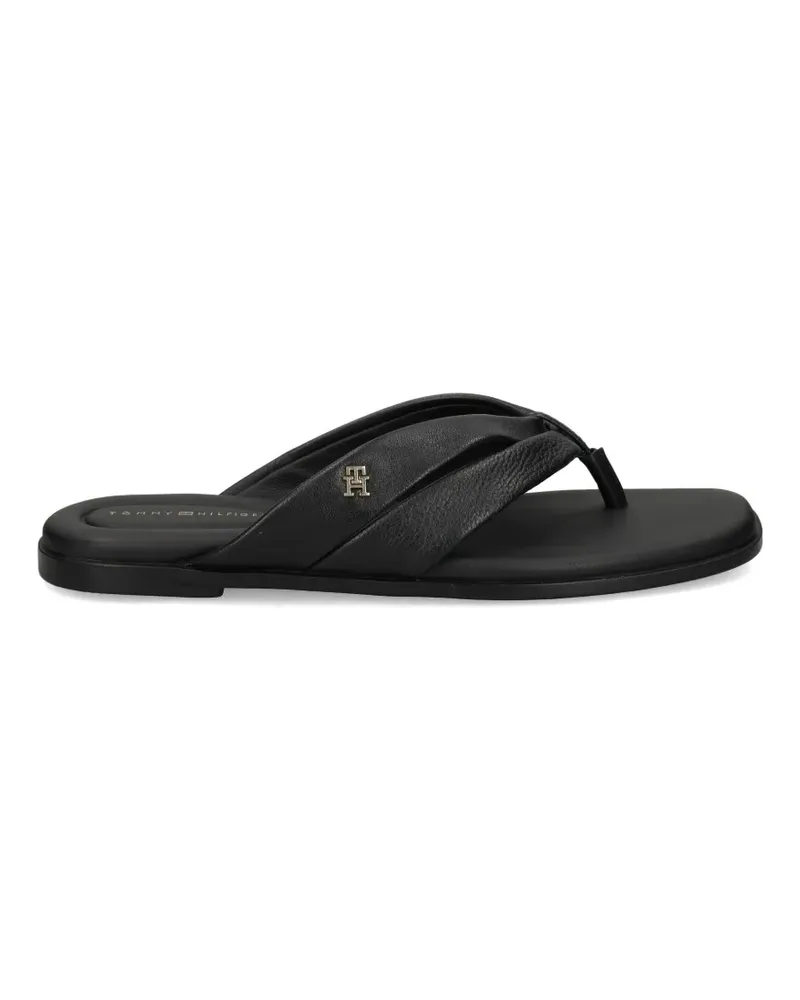 Tommy Hilfiger monogram-plaque leather sandals - Schwarz Schwarz