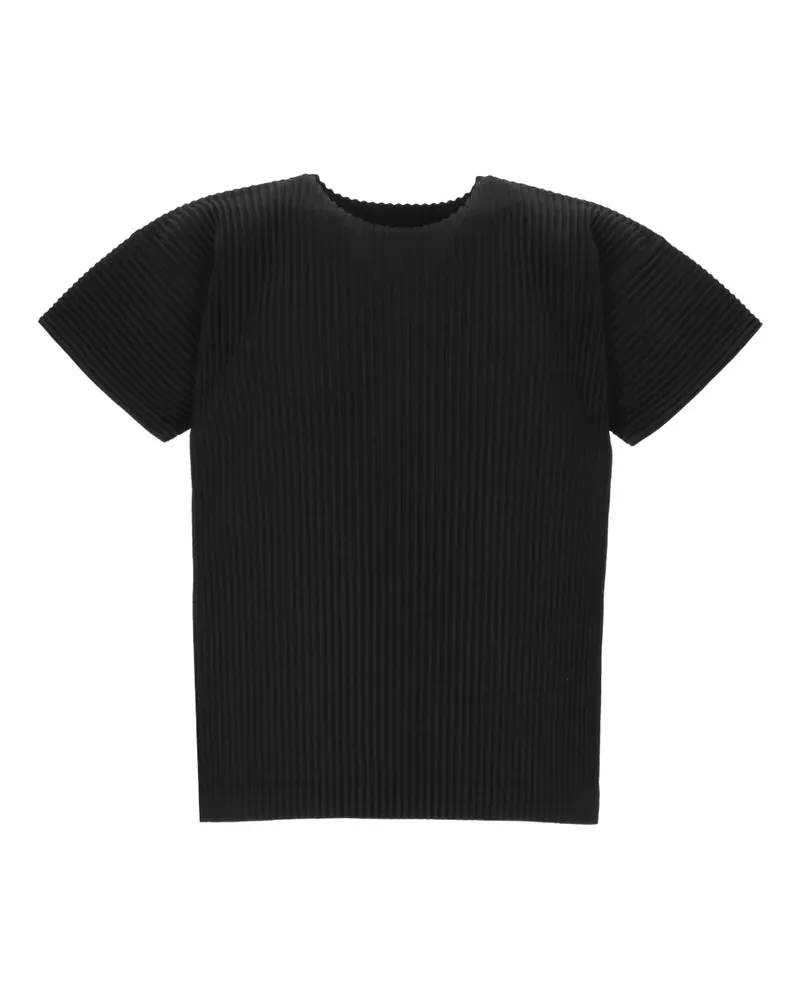Issey Miyake Plissiertes T-Shirt - Schwarz Schwarz