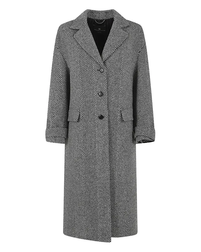 Ermanno Scervino Mantel mit Fischgrätenmuster - Schwarz Schwarz