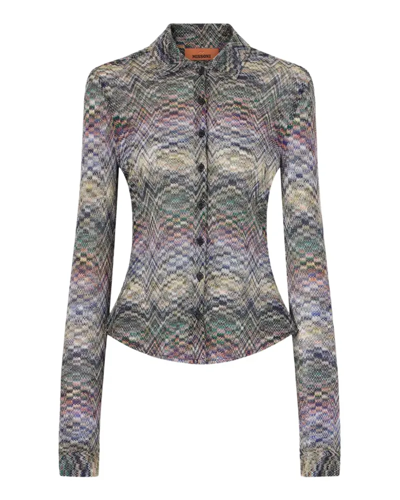 Missoni zigzag-knit button-down shirt - Grau Grau