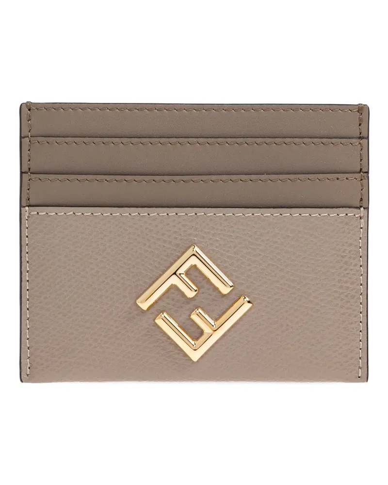 Fendi logo-plaque card holder - Nude Nude
