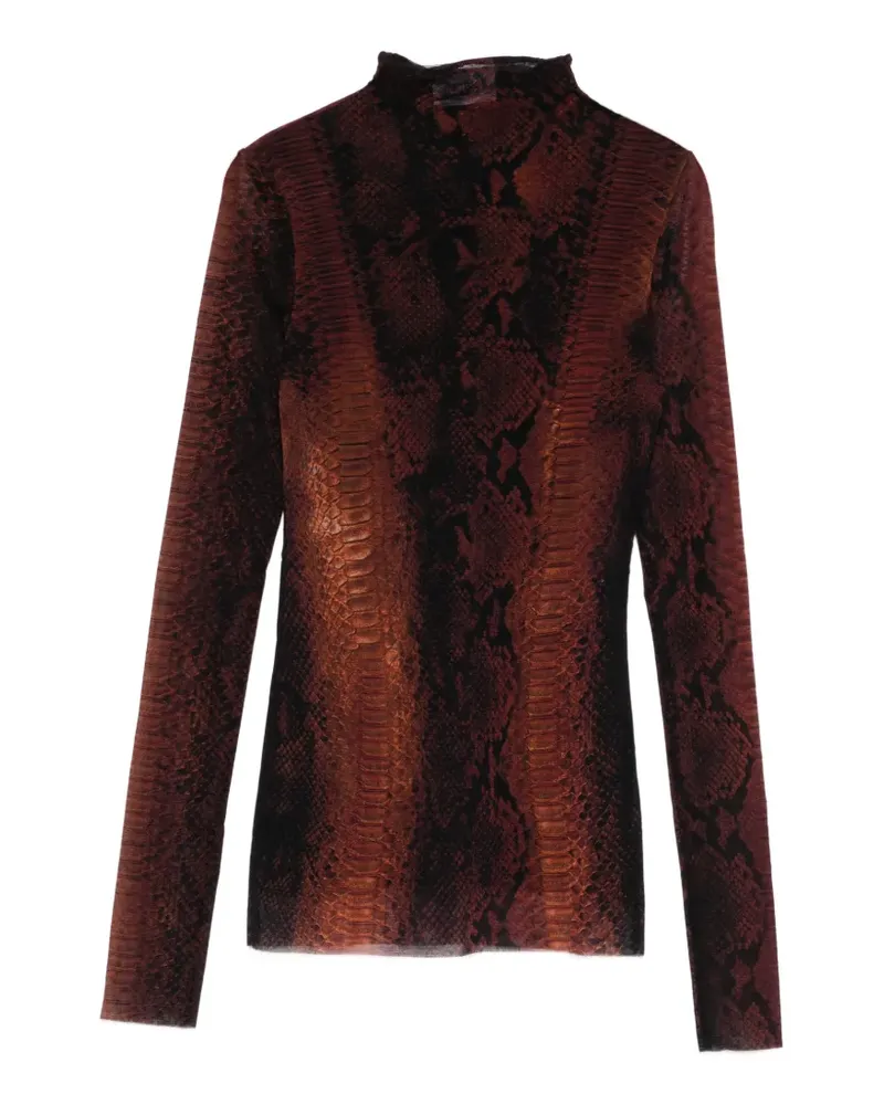 Jean Paul Gaultier snakeskin high-neck T-shirt - Braun Braun