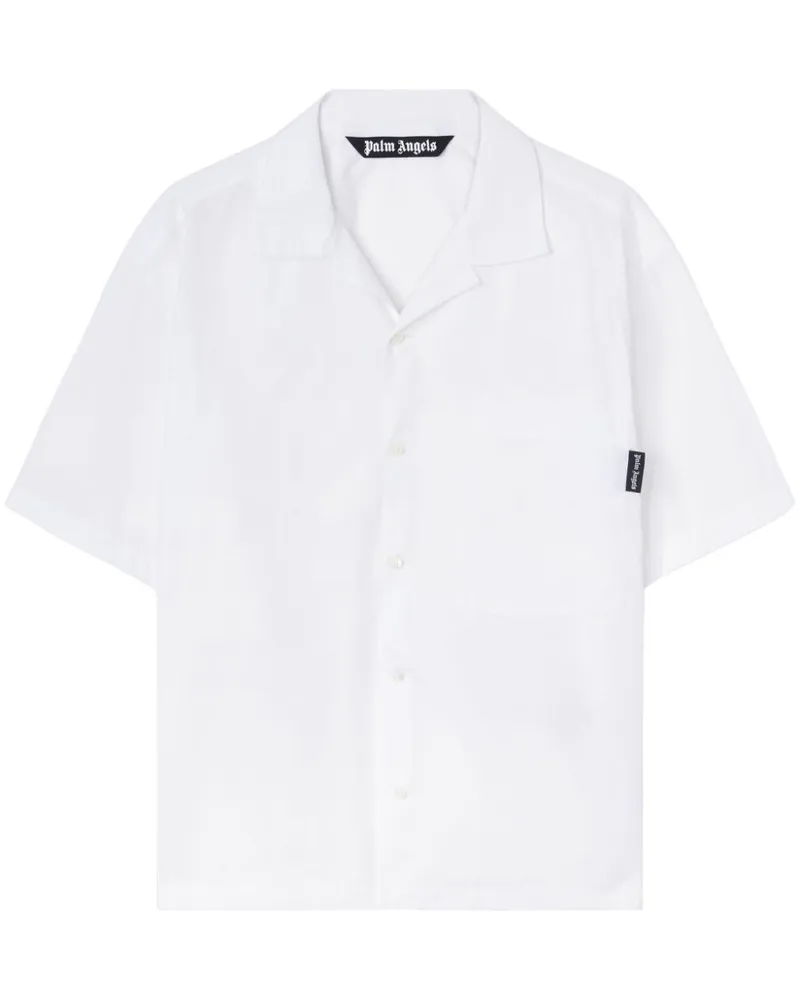 Palm Angels Klassisches Hemd mit gebogenem Logo - Weiß Weiß