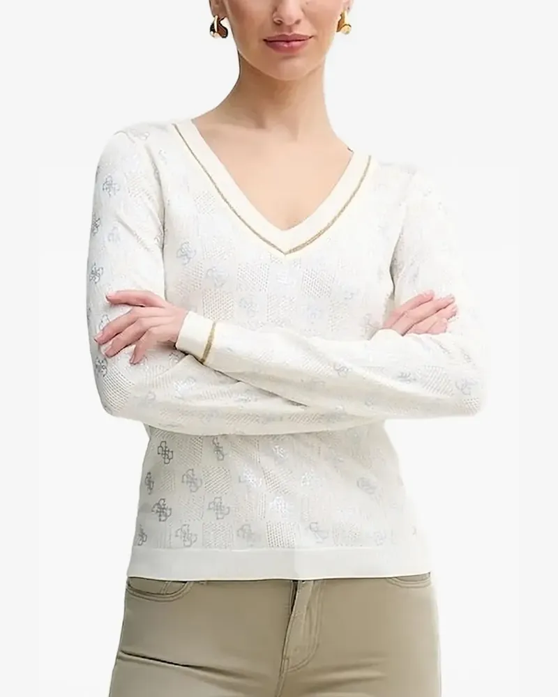 Guess Pullover mit Logo-Muster - Weiß Weiß