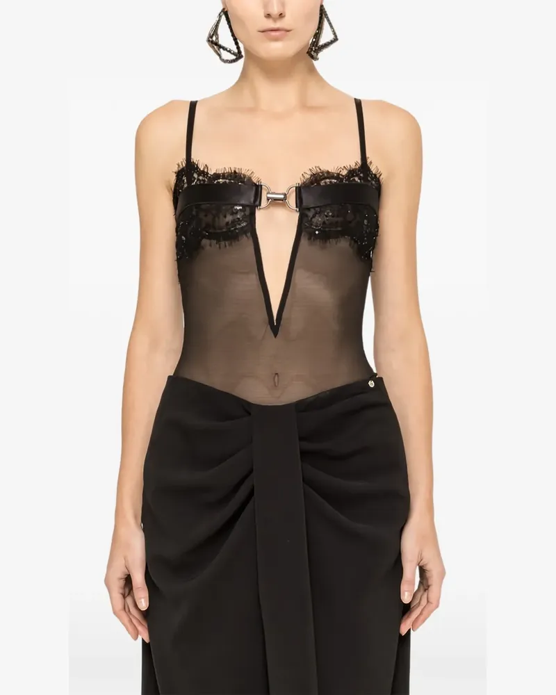 NISSA Body aus Tüll mit Spitzenbesatz - Schwarz Schwarz