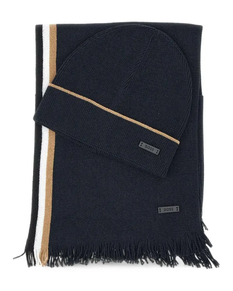 HUGO BOSS Set aus Henzo Beanie und Schal - Blau Blau