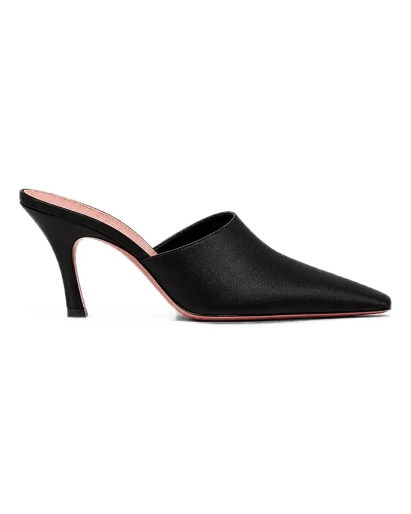 Amina Muaddi Jamie Mules aus Satin - Schwarz Schwarz