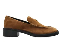 Loafer aus Wildleder mit Blockabsatz - Braun